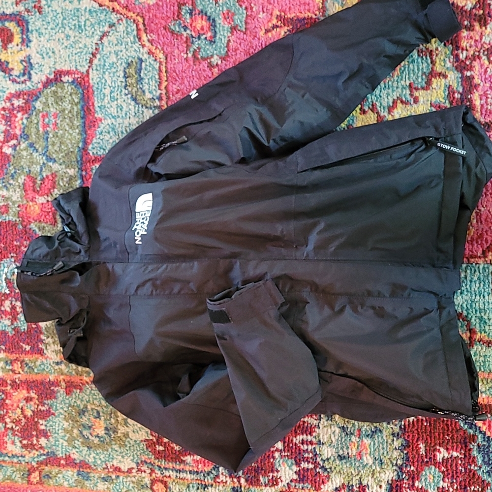 NORTH FACE Gortex Hood Stow Pocket Black Rain Coat Jacket
